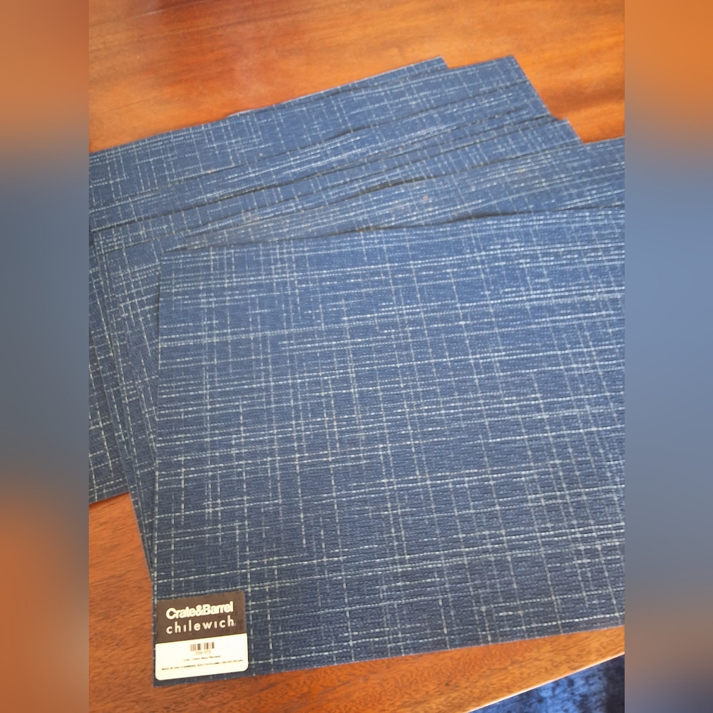 Crate & Barrel, 8 Chilewich Navy and white placemats come up some new, some used